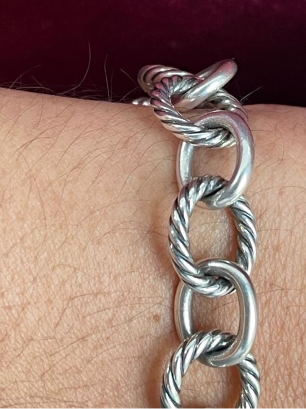 David Yurman Oval Link Chain Cable Bracelet 925 Sterling Silver 12mm 8”